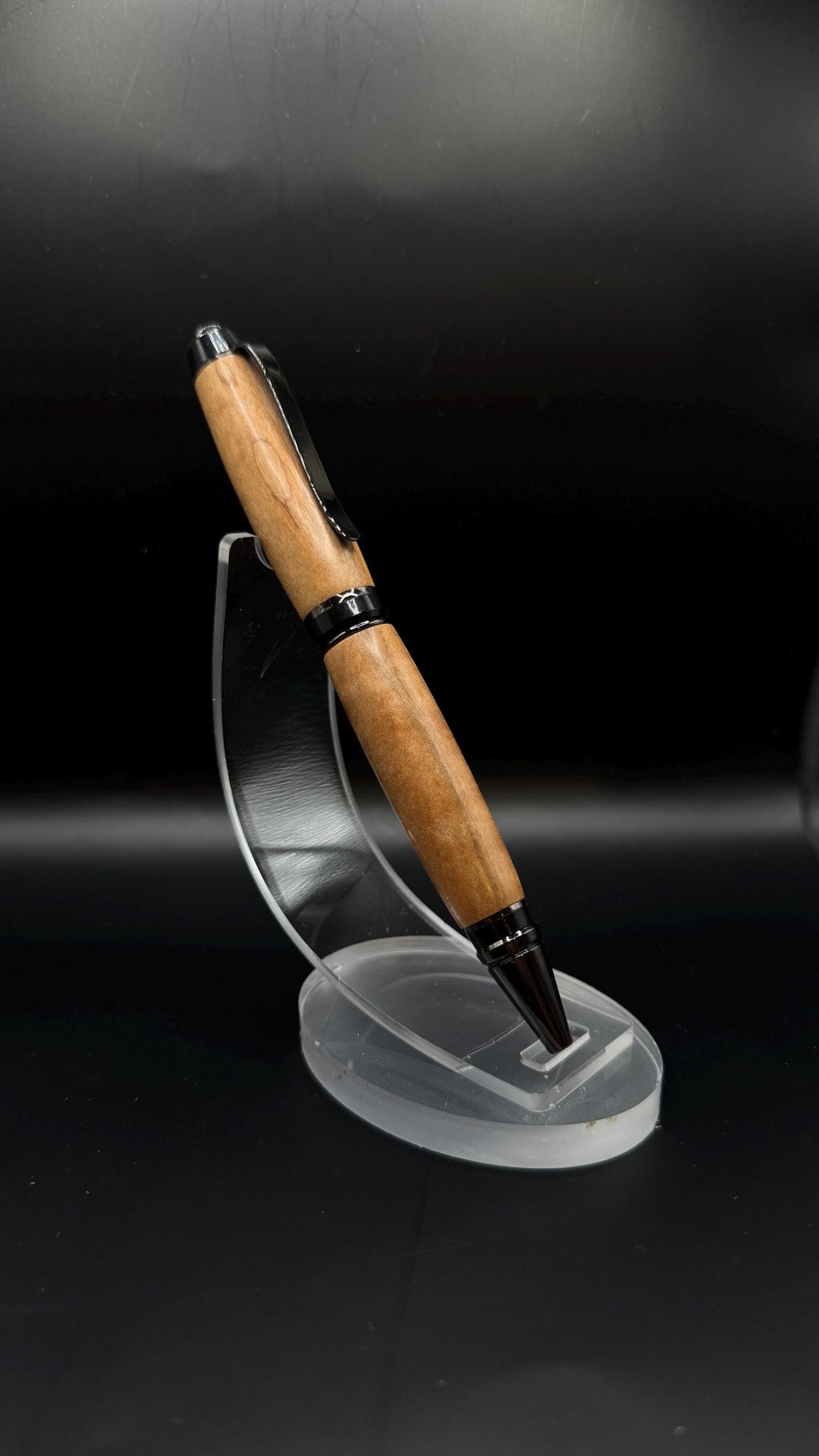 Handcrafted Ambrosia Maple Wood Cigar Ballpoint Pen - Gunmetal Hardware - Natural Wood Texture