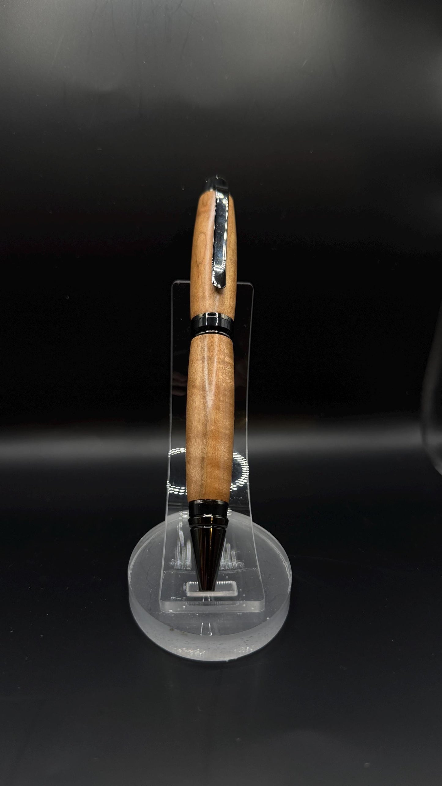 Handcrafted Ambrosia Maple Wood Cigar Ballpoint Pen - Gunmetal Hardware - Natural Wood Texture